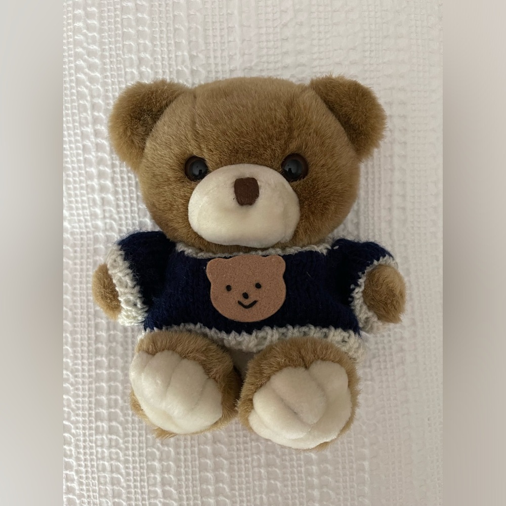 Vintage 80’s Korea Yang Jee Brown Teddy Bear Plush w/ Sweater